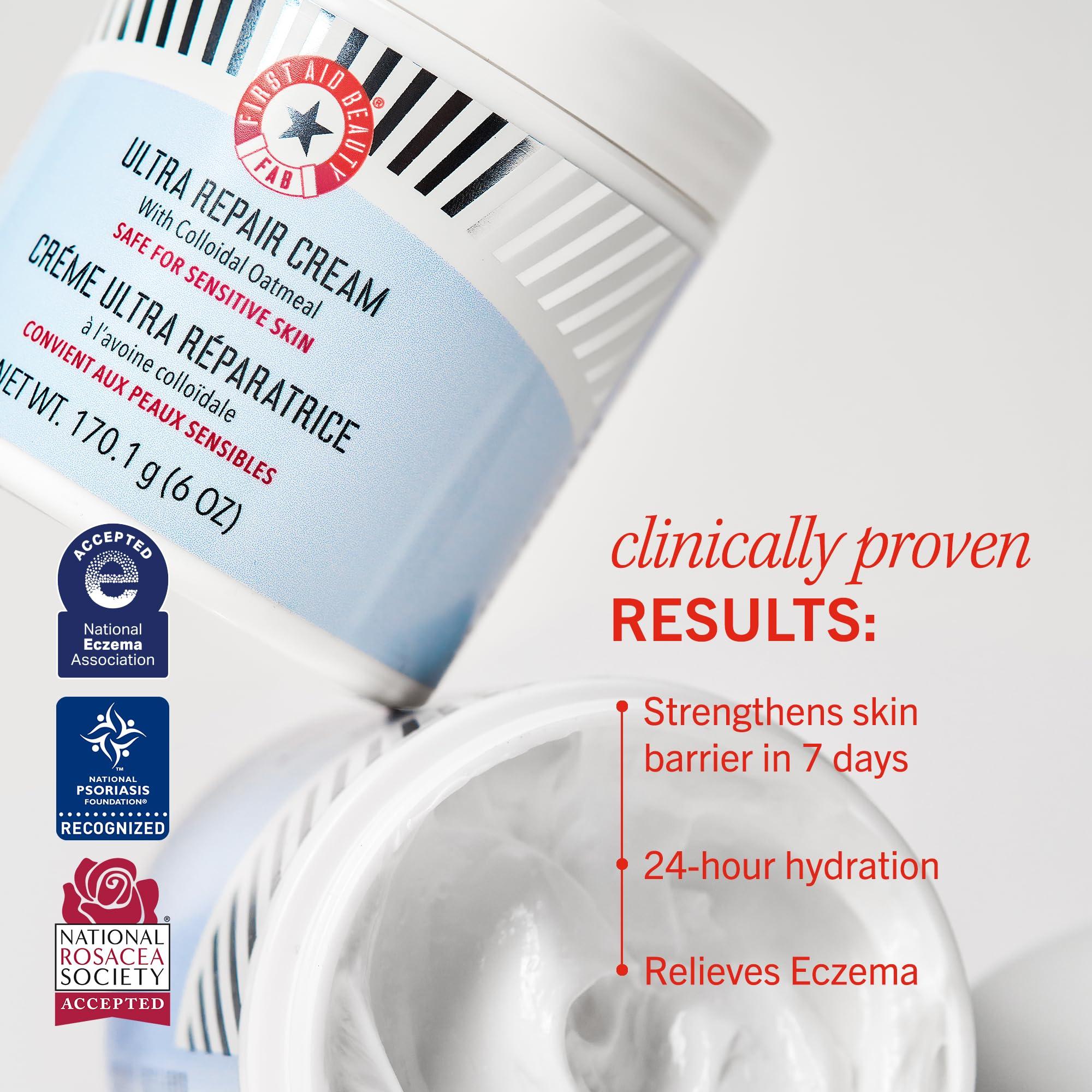 First Aid Beauty First Aid Beauty - Ultra Repair Cream, Intense Hydration Whipped Colloidal Oatmeal, Strengthens Skin Barrier in 7 Days & Helps Relieve Eczema, Luxury Face & Body Moisturizer, Grapefruit Scent, 12 oz