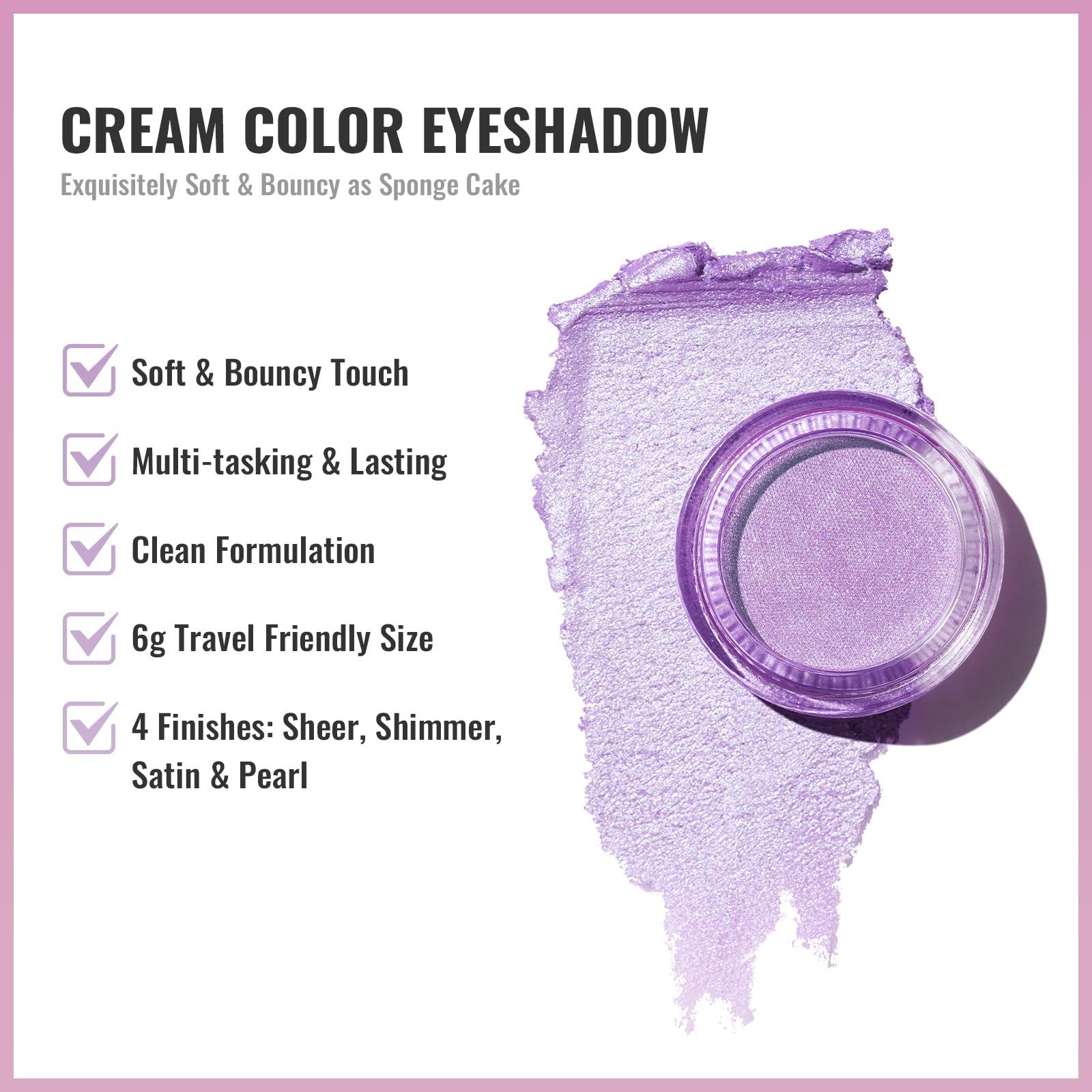 Oulac Oulac Purple Glitter Cream Eyeshadow also as Highlighter, Large Capacity with Moisturizing Smooth Formula. Highly Pigmented Shimmer Eye Makeup.Waterproof,0.42 oz.(04)