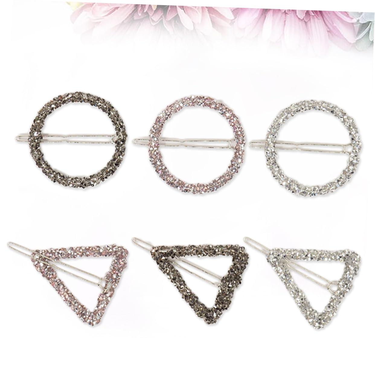 NOLITOY NOLITOY 6pcs Circle Hair Clip Rhinestone Hair Clips Hair Barrettes for Women Rhinestone Hair Jewelry Accessories Hair Accessories for Women Wedding Hair Pin Miss Girl Bang Clip