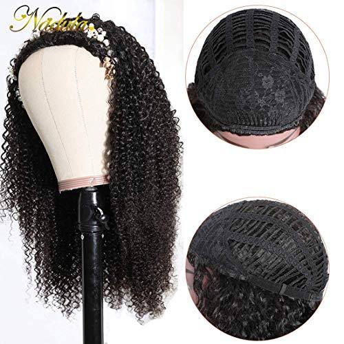 Nadula Nadula Malaysian Afro Kinky Curly Half Wigs Human Hair for Black Women, 100% Unprocessed Headband Half Wig Virgin Hair Glueless Wear and Go Wig 150% Density 20 Inch