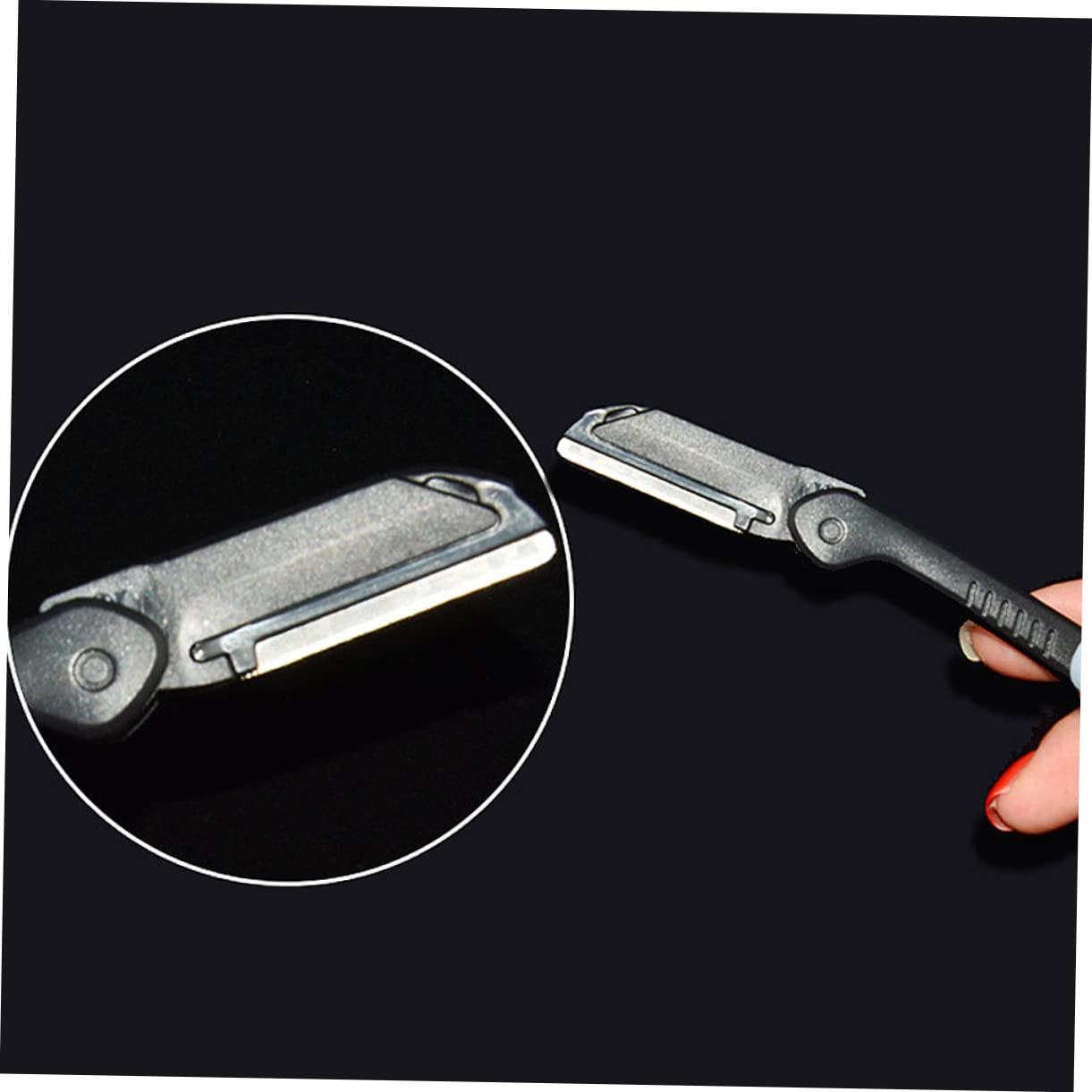 BELLIFFY BELLIFFY Portable Eyebrow Trimmer Set for Men 10pc Foldable Razor Stainless Steel Black Easy to Clean