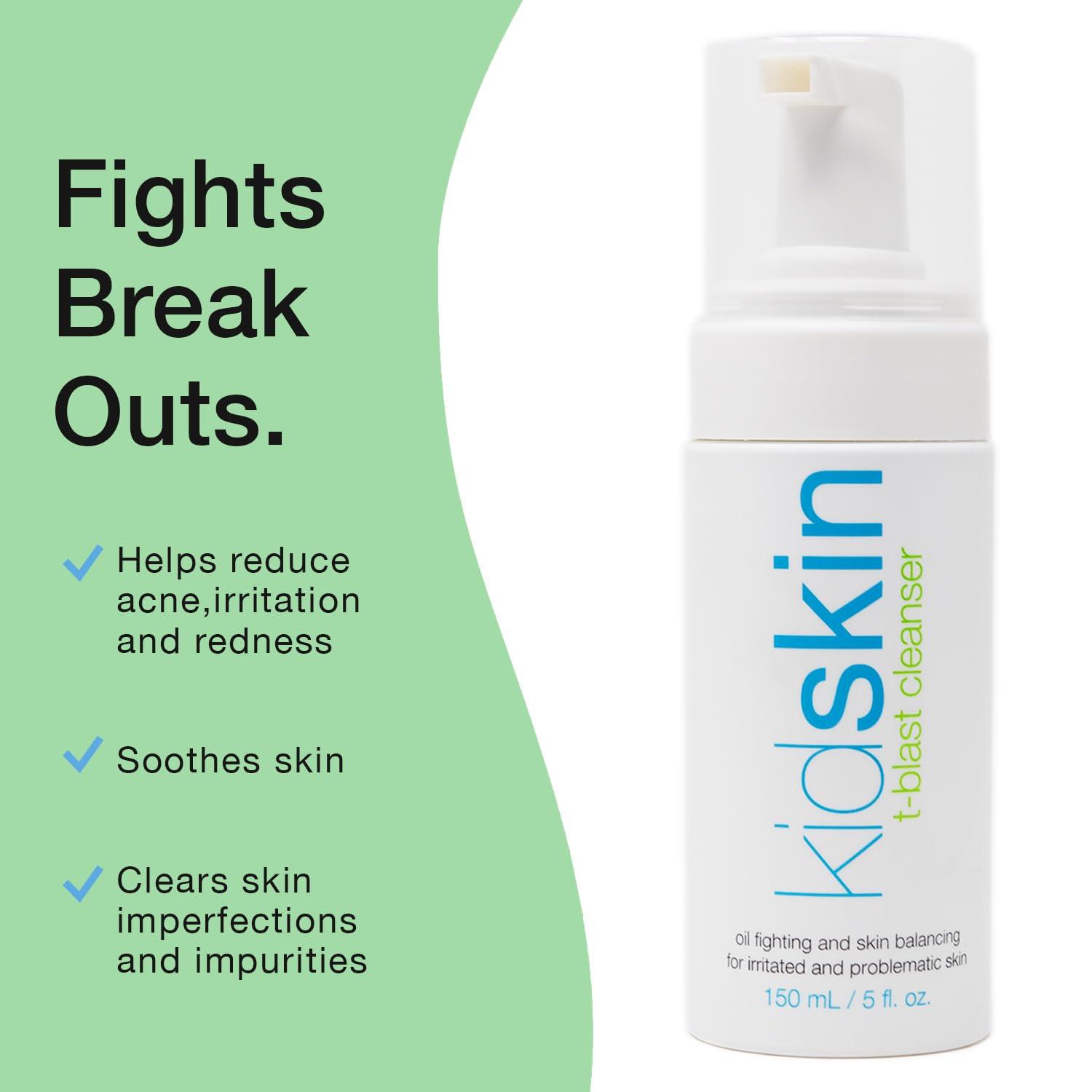Kidskin Kidskin T-Blast Facial Cleanser, Gentle Face Wash with Tea Tree Oil, Spot Skin Care for Kids and Teens, Non-Drying Natural Cleanser for Oily or Dry, Acne-Prone Skin, 150 ml 5.0 fl oz.