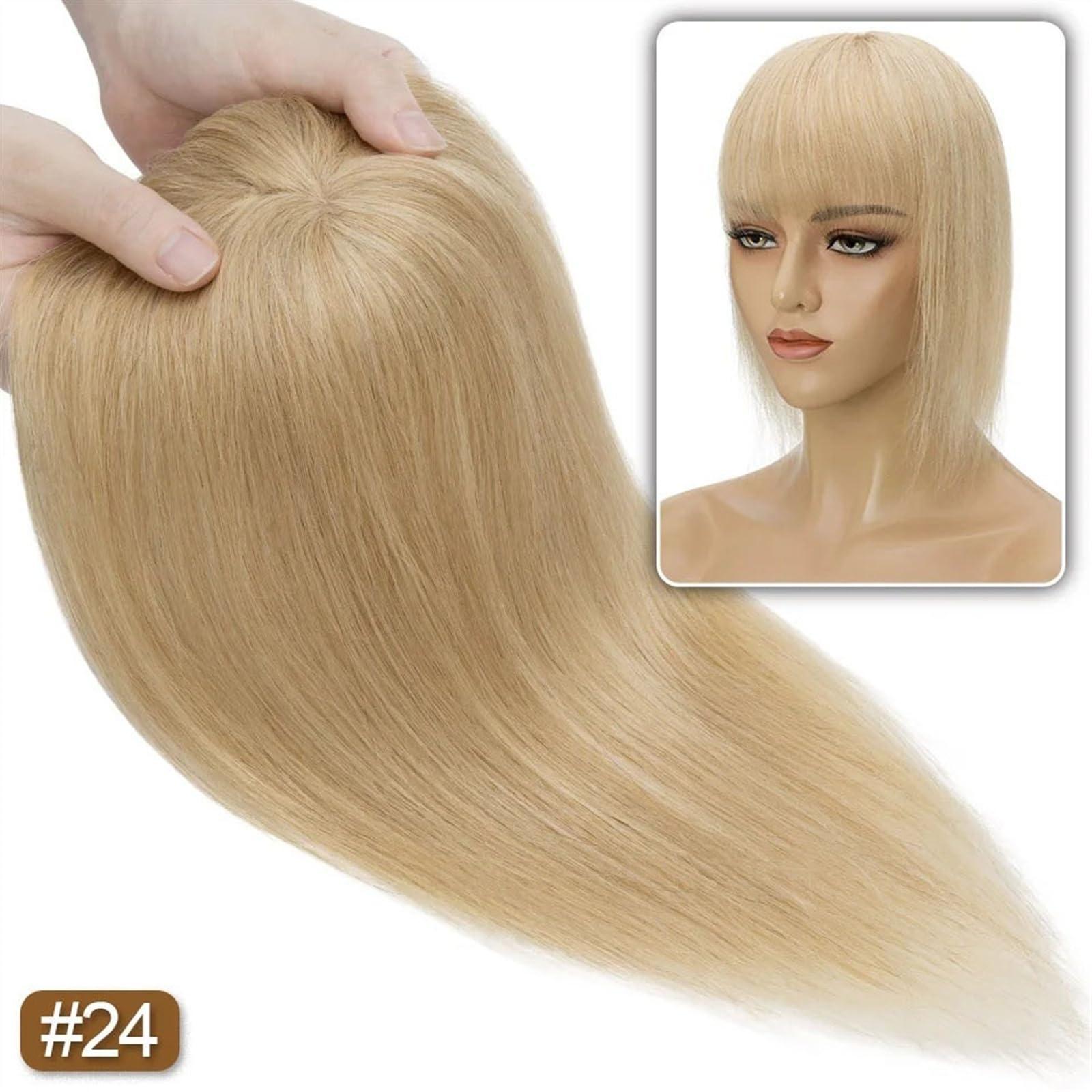 YUXING1205 Hair Toppers for Women Straight Human Hair Topper with Bangs Crown Topper Hair Pieces for Women 8.5x8.5cm Machine-made Lace Base Wiglet Topper for Thinning Hair Hair Toppers for Women Real Human Hair