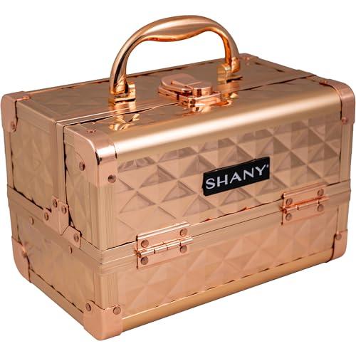 SHANY SHANY Chic Makeup Train Case Cosmetic Box Portable Makeup Case Cosmetics Beauty Organizer Jewelry storage with Locks, Multi trays Makeup Storage Box with Makeup Mirror - Rose Gold