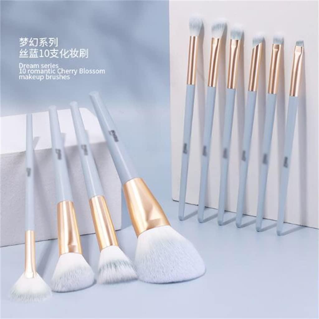 IBDRYKK 10 Silk Blue Makeup Brush Set Novice Beginner Full Set Of Beauty Tools Loose Powder Brush Eye Shadow Brush
