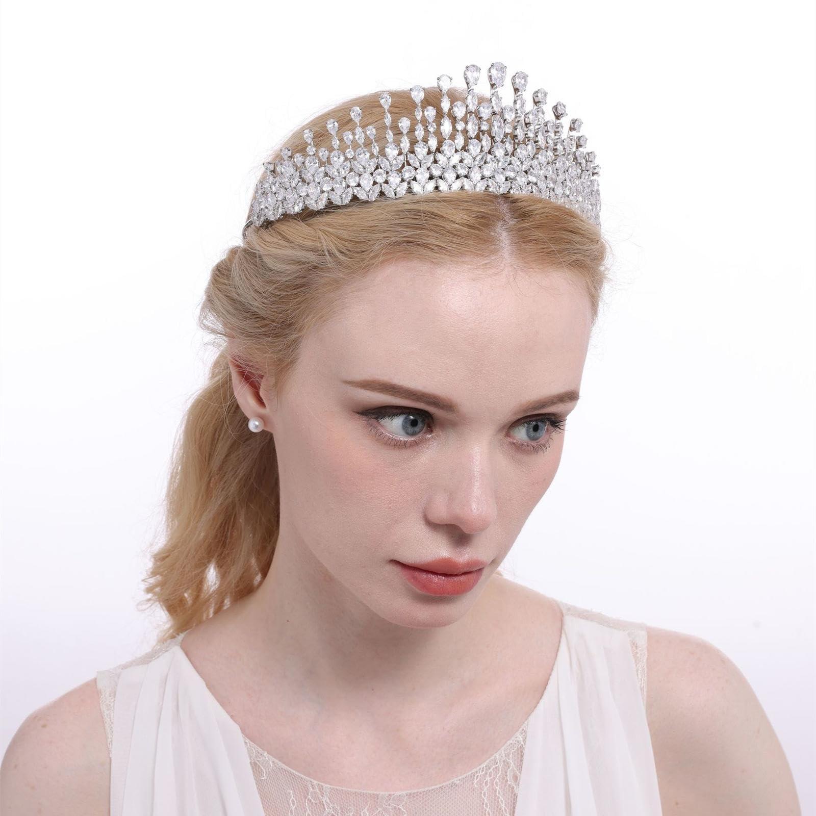 CarXs CarXs Bridal Hair Accessories Pageant Crown Wedding Tiara Zircon Crown