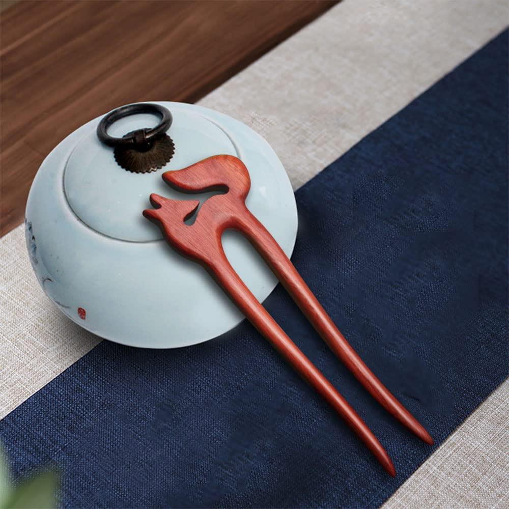 CHOISBEING CHOISBEING Wooden Hair Forks U Shape Hair Stick for Long Hair Handmade French Hairpin Wood Vintage Two Prong Hair Clip for Women Hair Accessories (2pack fox hair pins)