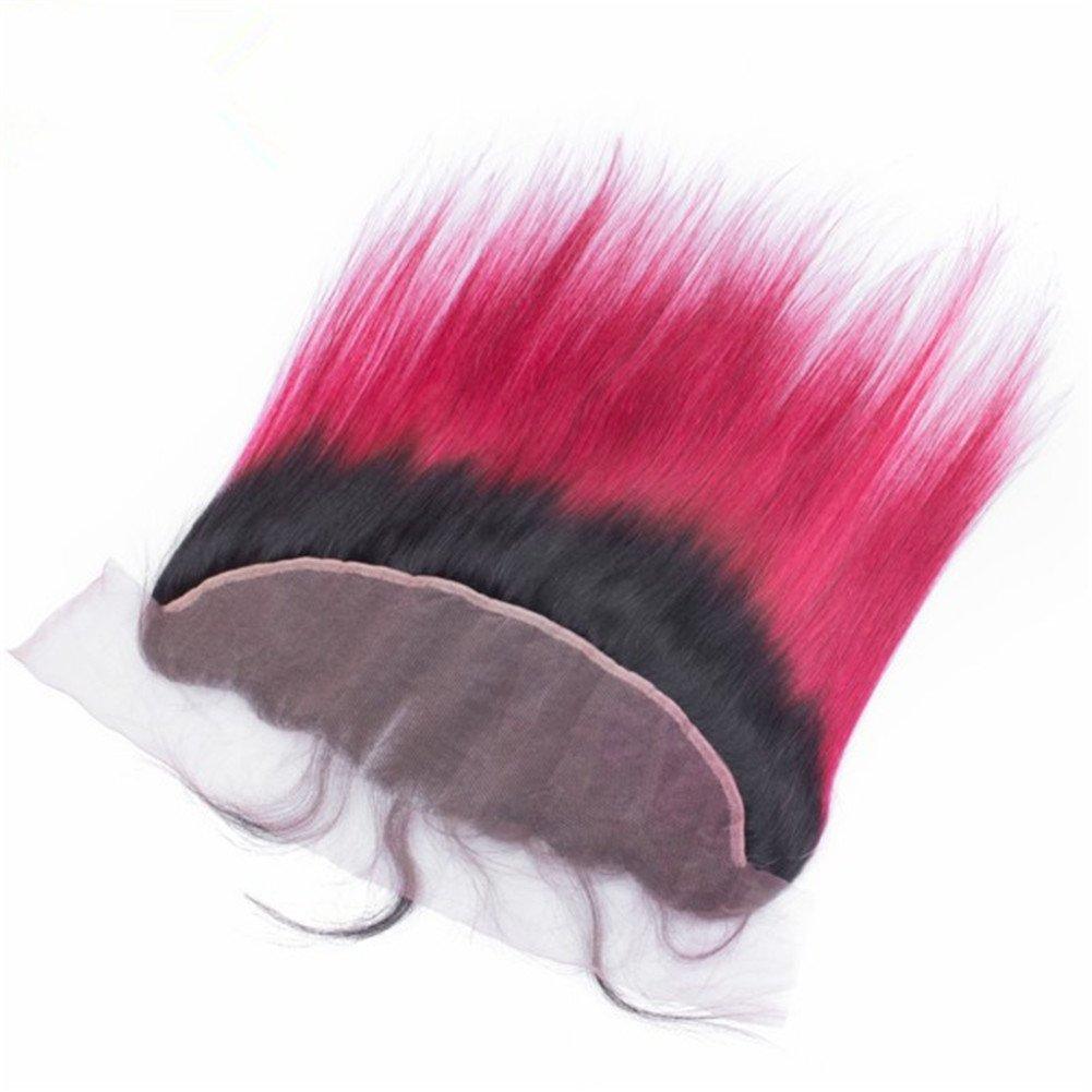 Tony beauty hair Tony Beauty Hair 1B/Hot Pink Ombre Human Hair Weaves Virgin Peruvian Hair Bundles with Ear to Ear 13x4 Lace Frontal Closure Straight Ombre Pink Human Hair 3 Bundle Deals with Frontals (14.16.18+14)