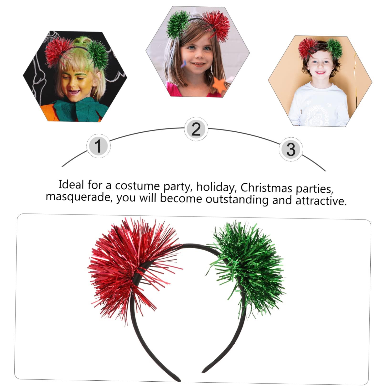 FOMIYES FOMIYES Pom Headband Small Pompom Hair 2pcs Bright Silk Ball Headband Aluminum Foil Strip Prom Metal Miss Tinsel Foil Hair Hoop