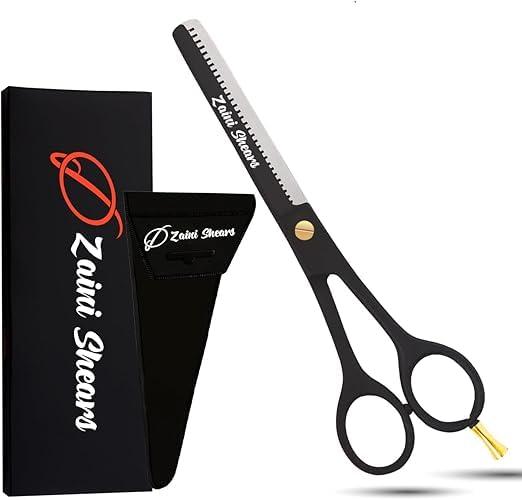 Zaini Shears Professional Thinning Scissors Texturizing Teeth Shears for Hairdressing, Salon and Home Use Thinning Shears for Hair Cutting, Japanese Stainless Steel, 6.5 inch, (black gold)