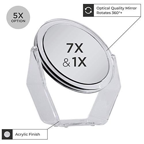 Zadro Zadro Two-Sided Swivel 7X/1X Magnification Acrylic Vanity Makeup Mirror for Bedroom, Bathroom and Tabletop