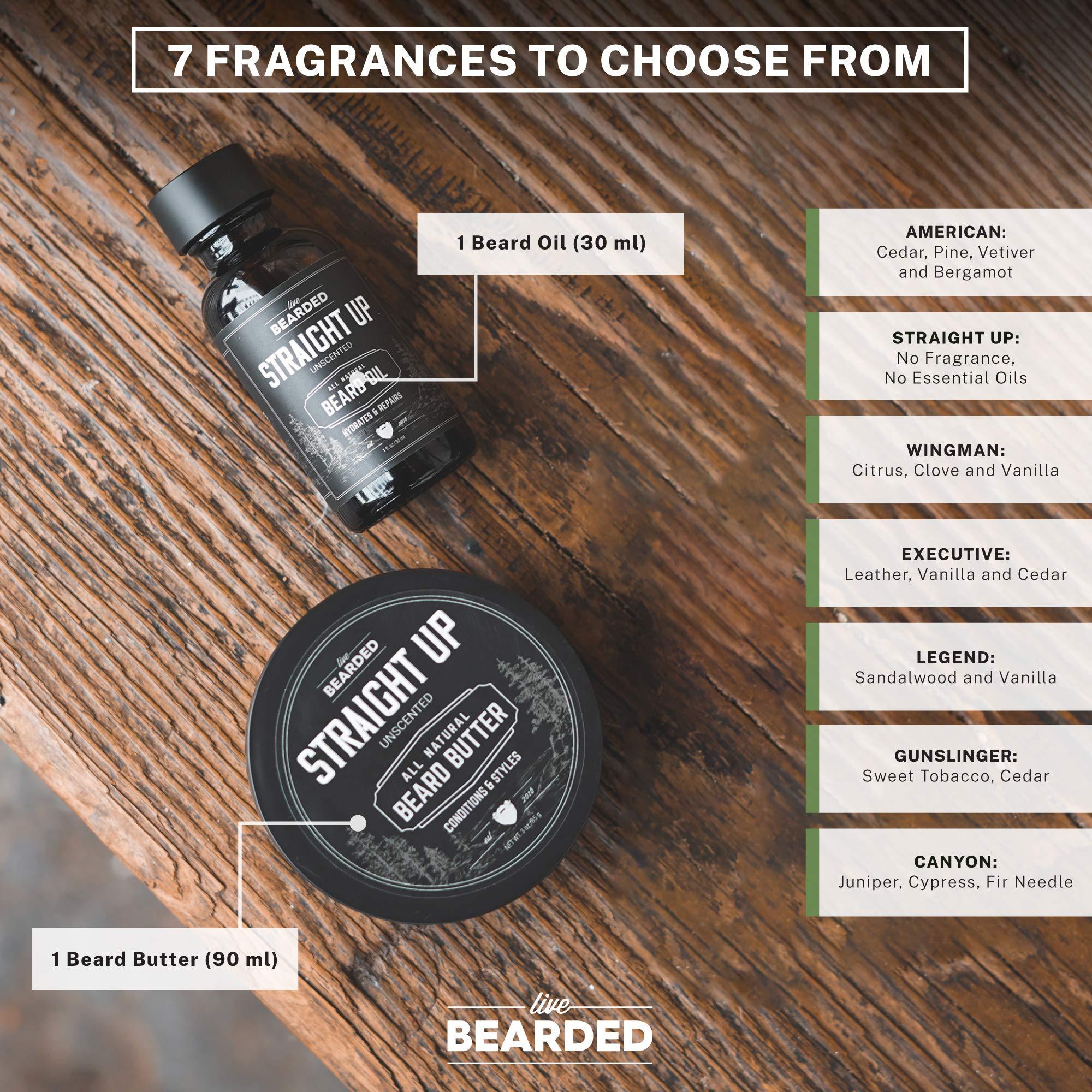 Live Bearded Live Bearded: Beard Oil and Beard Butter Grooming Kit - American - All-Natural Ingredients with Shea Butter, Argan Oil, Jojoba Oil and More - Beard Growth Support - Made in The USA