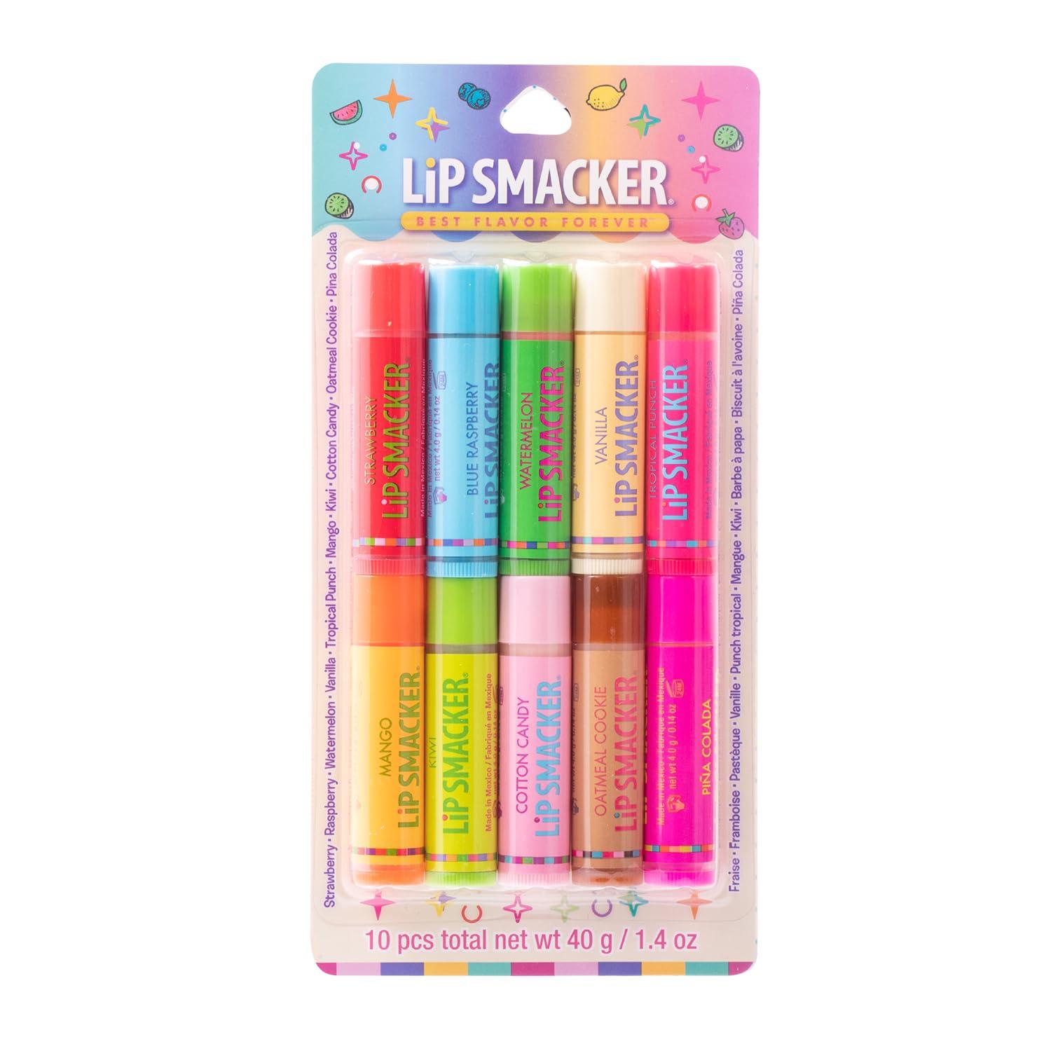 Lip Smacker Lip Smacker Original & Best Party Pack - 10 Moisturizing Lip Balms, Classic Flavors, Hydrating & Protecting - Cruelty-Free- Oatmeal Cookie