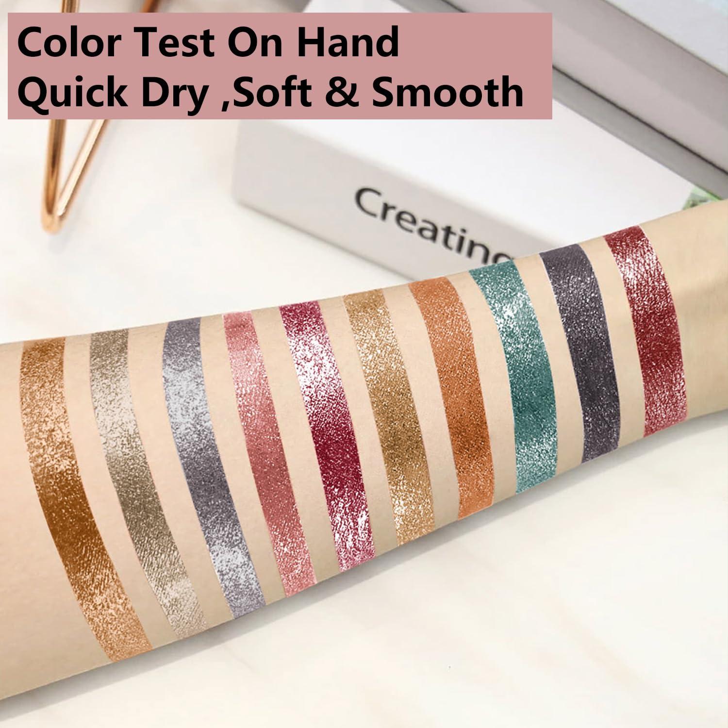 VERONNI VERONNI Liquid Glitter Eyeshadow Set,10 pcs Glitter Eyeshadow Makeup Kit, Metallic Shimmer Liquid Eye Shadow, Long Lasting Waterproof Quick-Drying Colorful Glitter Eye Shadow for Women Girls