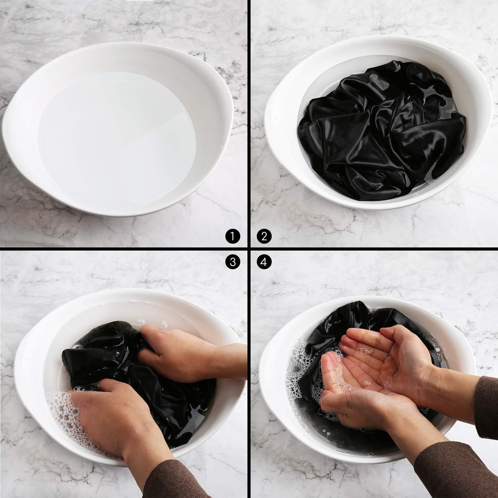 sent hair sent hair Large Round Satin Bonnet Sleep Cap for Women, Double-Layer Silky Hair Bonnet with Tie Band for Braids/Curly/Long Hair - Black