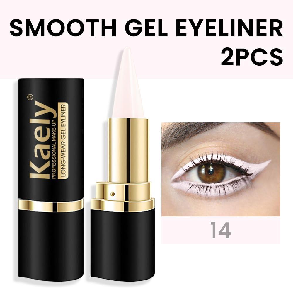 evpct evpct 2Pcs Translucent White Gel Eyeliner Pencil Eye Black Face Paint Stick Makeup Set Waterproof Matte Cream Crayon Eyeliner Set Cat Eye Liners Eyeshadow Guide delineador de ojos contra el agua
