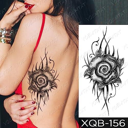 Generic Waterproof Temporary Tattoo Sticker Blue Rose Tattoos Flower Gem Lace Body Art Arm Sleeve Tatoo Women Men