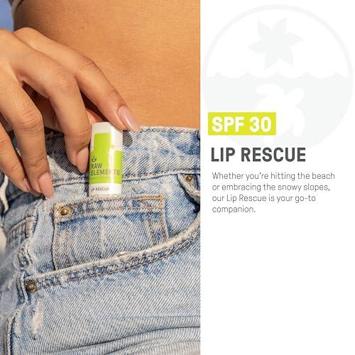 RAW ELEMENTS Raw Elements Organic Outdoor Sunscreen Lip Balm Rescue - SPF 30, UVA-UVB Protection, Reef-Safe, Non-Nano Zinc, Water Resistant, 0.15 oz (Pack of 1)