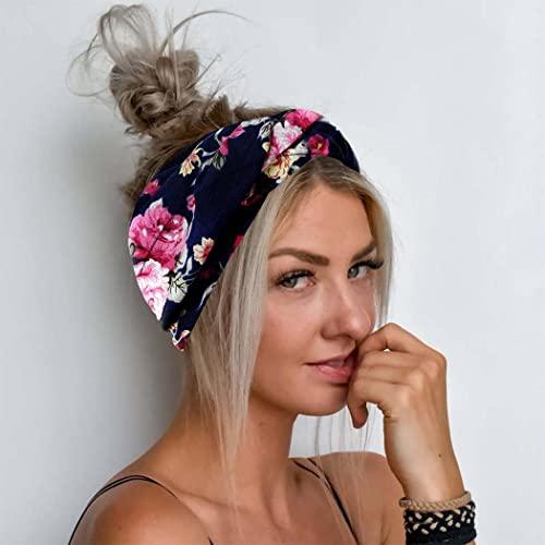 Catery Catery Boho Headbands Criss Cross Headband Headpiece Bohemia Floal Twist Head Wrap Hair Band Vintage Stylish Elastic Turban Fabric Hairbands Fashion Hair Accessories for Women(Pack of 3) (Noble)