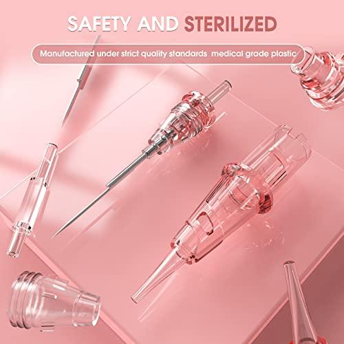 INKin INKin SMP Professional Tattoo Cartridge Needles 3RL Round Liner 0.16mm Permanent Makeup Microblading Needles with Safety Membrane for Hair Scalp Brows Lip Blush, Box of 20Pcs (0403RL Pink)