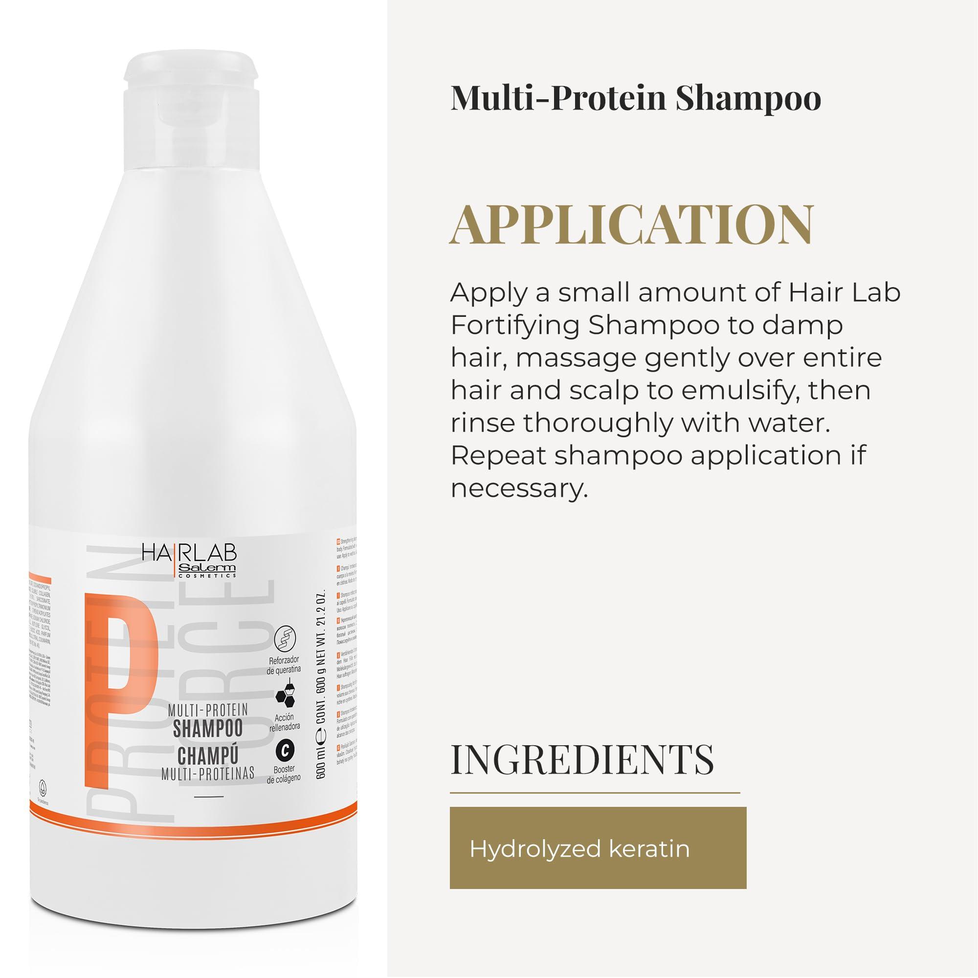 Salerm Salerm - Fortifying Shampoo - Multi-Protein Hair Lab Shampoo - 600 ml - Replenishes Natural Keratin Deficiency - Adds Body to Hair - Strengthens and Repairs Hair - Paraben-Free