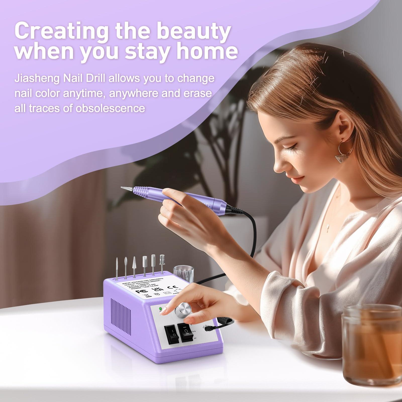 JIASHENG JIASHENG Professional Nail Drill, 20000rpm Electric Nail Drill Machine, Electric Nail File Drills for Acrylic Nails Gel Nails Manicure Pedicure Tools for Salon Use, Violet