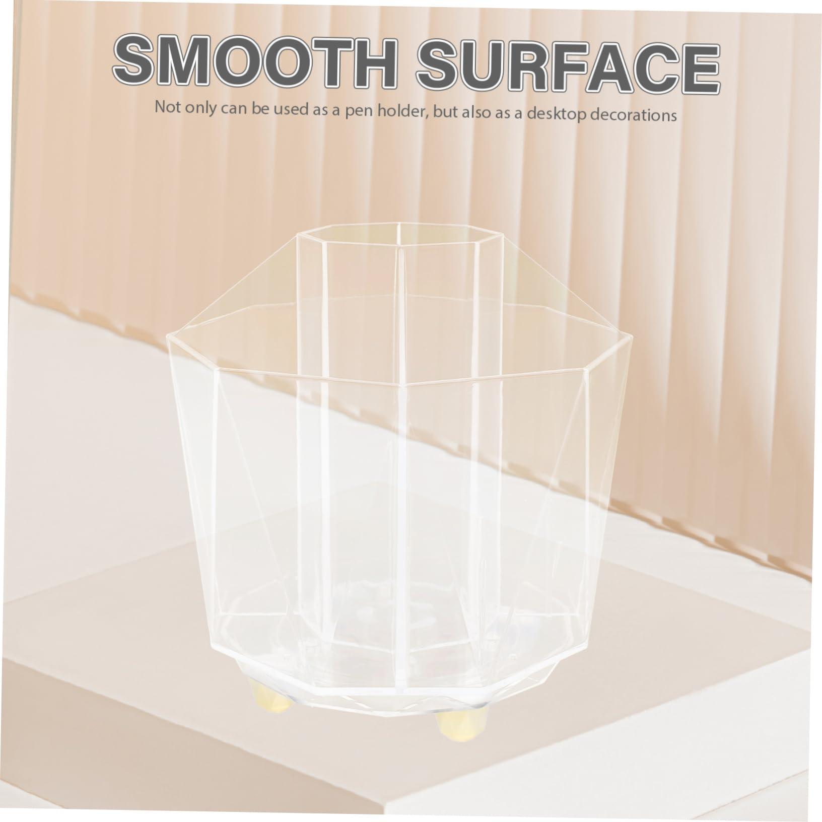 MUCKLILY MUCKLILY Rotating Makeup Brush Holder Elegant Transparent Multi Functional Organizer with 5 Compartments for Desk Vanity and Office Use Makeup Brush Organizer and