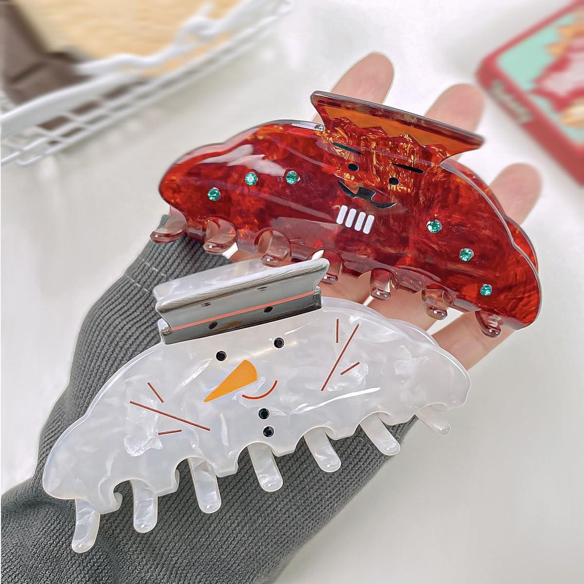 OMG Decor Christmas Volcano Hair Clips,Acrylic Hair Clips,Small Claw Clips for Girl,Hair Accessories