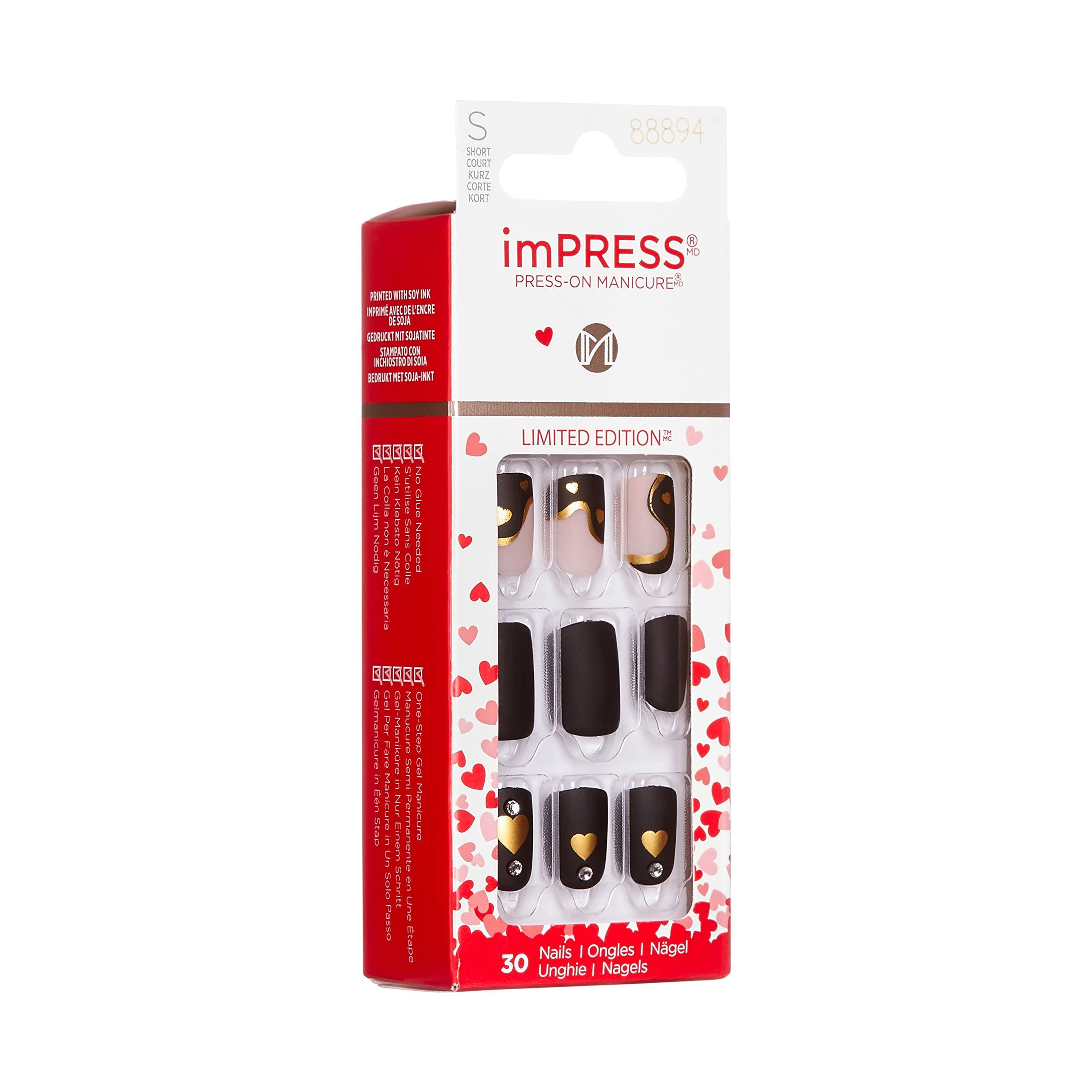 imPRESS KISS imPRESS Press-On Manicure Limited Edition Valentine Nails, Heart Beat, 30 Count