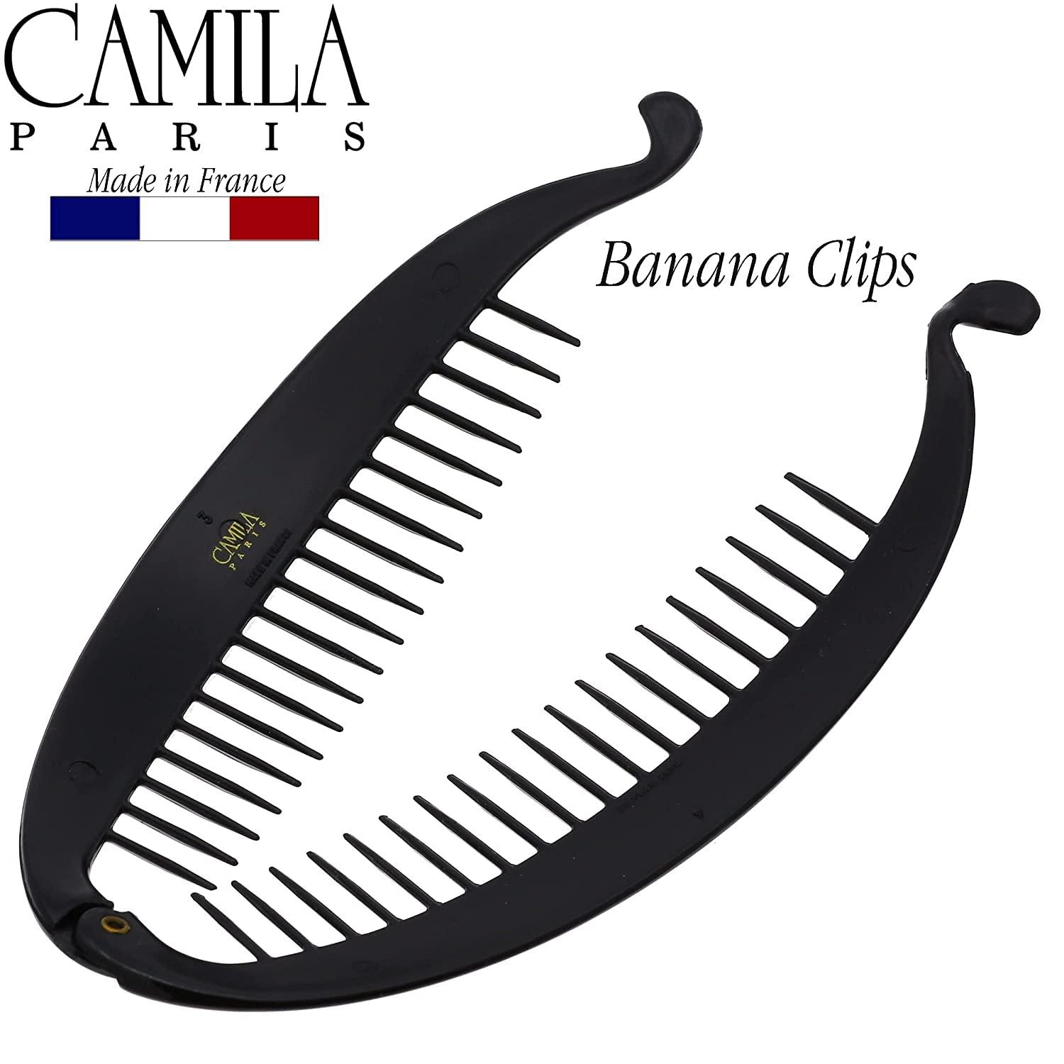 Camila Camila Paris NV135 2 Pack French Large Banana Clip Hair Comb Flexible Banana Clips Hair for Thick Hair Ponytail Holder Interlocking Banana Hair Clips Styling Hair Banana Clips for Women Made in France