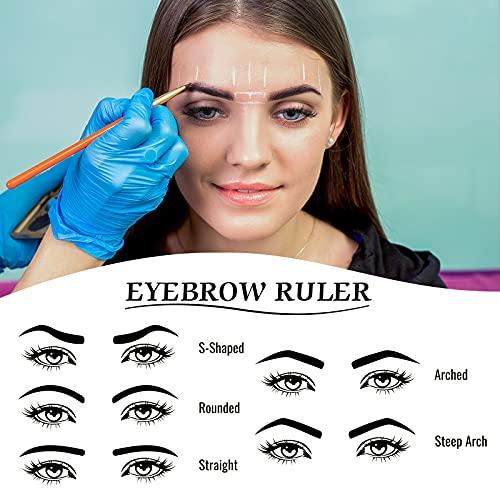 Frienda 2 Pieces Tattoo Eyebrow Ruler 3-Point Positioning Ruler Eyebrow Golden Ratio Caliper Microblading Ruler Brow Caliper Measuring Tool Plastic Eyebrow Caliper for Student (Silver)