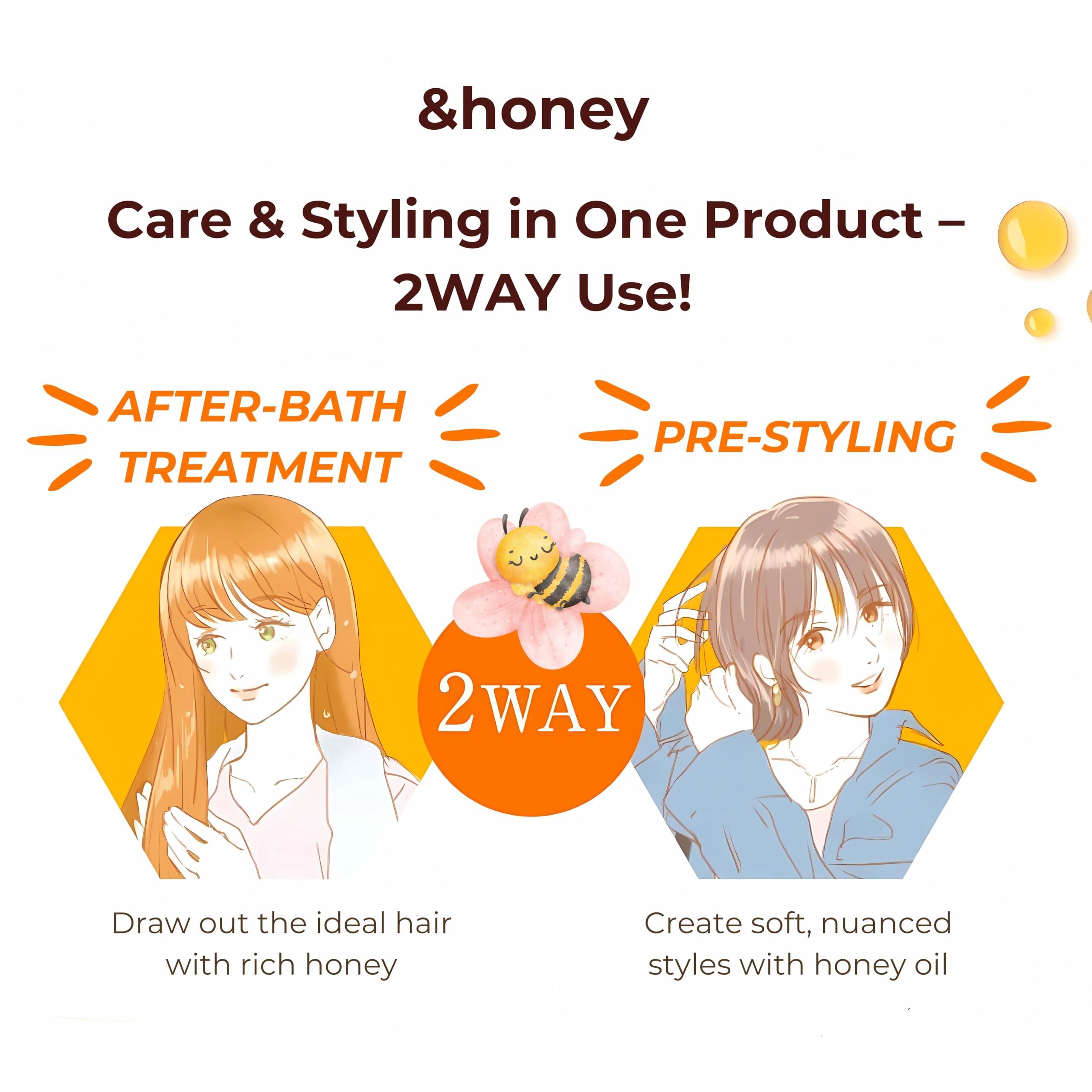 &honey &honey Deep Moist Hair Oil Step3.0 (Moist Shine) 100ml - Damask Rose Honey Sent (Green Tea Set)