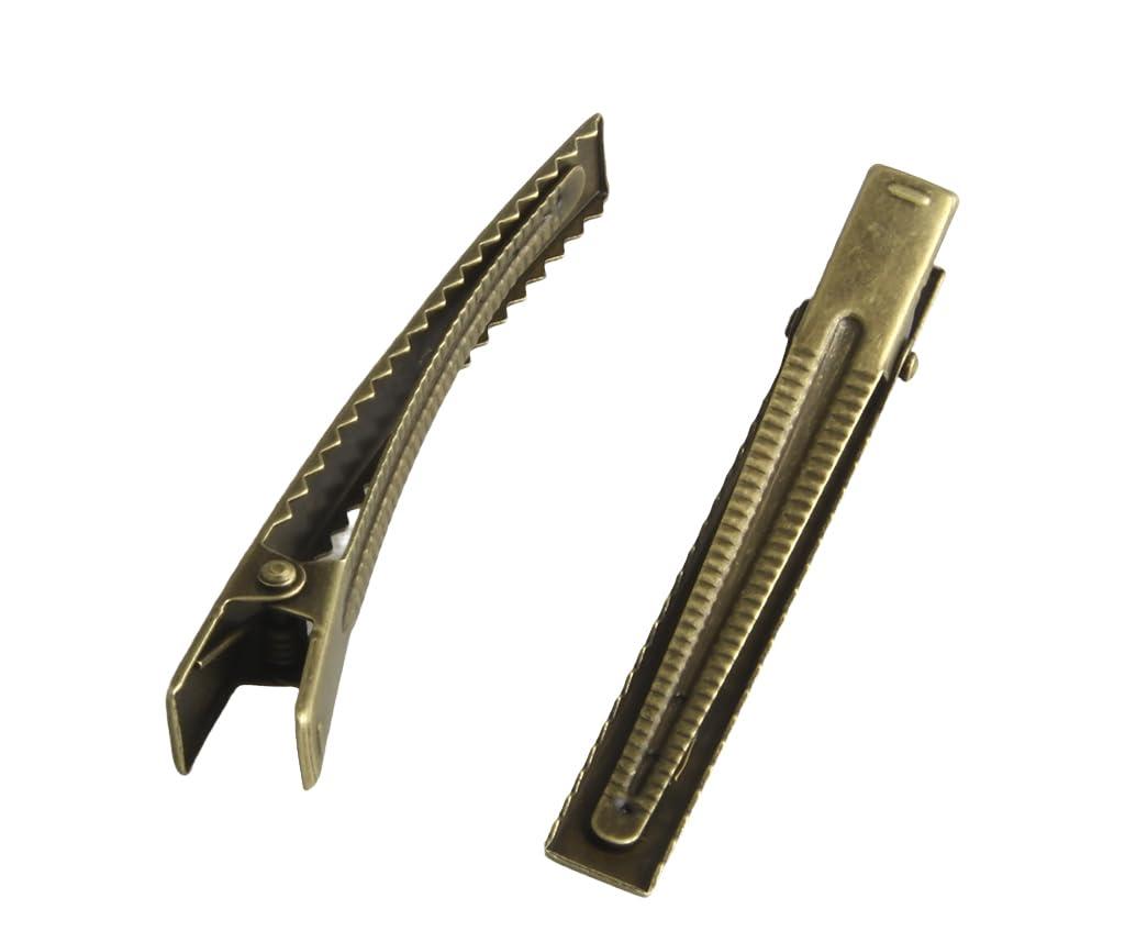MAHAVIMOKSA MAHAVIMOKSA 30pcs Antique Bronze Flat Surface Single Prong Alligator Hair Clips for DIY Craft Hair Clip Making (80mm/3.15\")