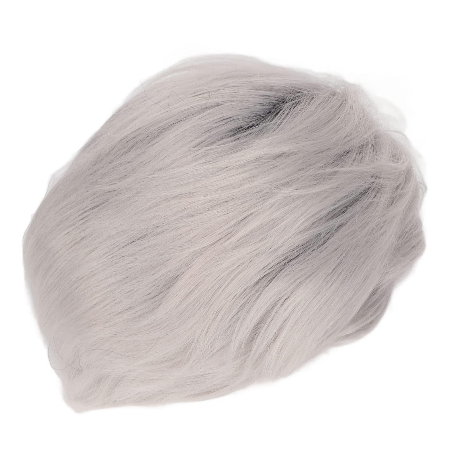 FILFEEL FILFEEL Silver Gray Men Wig, Fashion Short Curly Gray Gloomy Flaxen Men Wigs Looking Synthetic Hair Wig