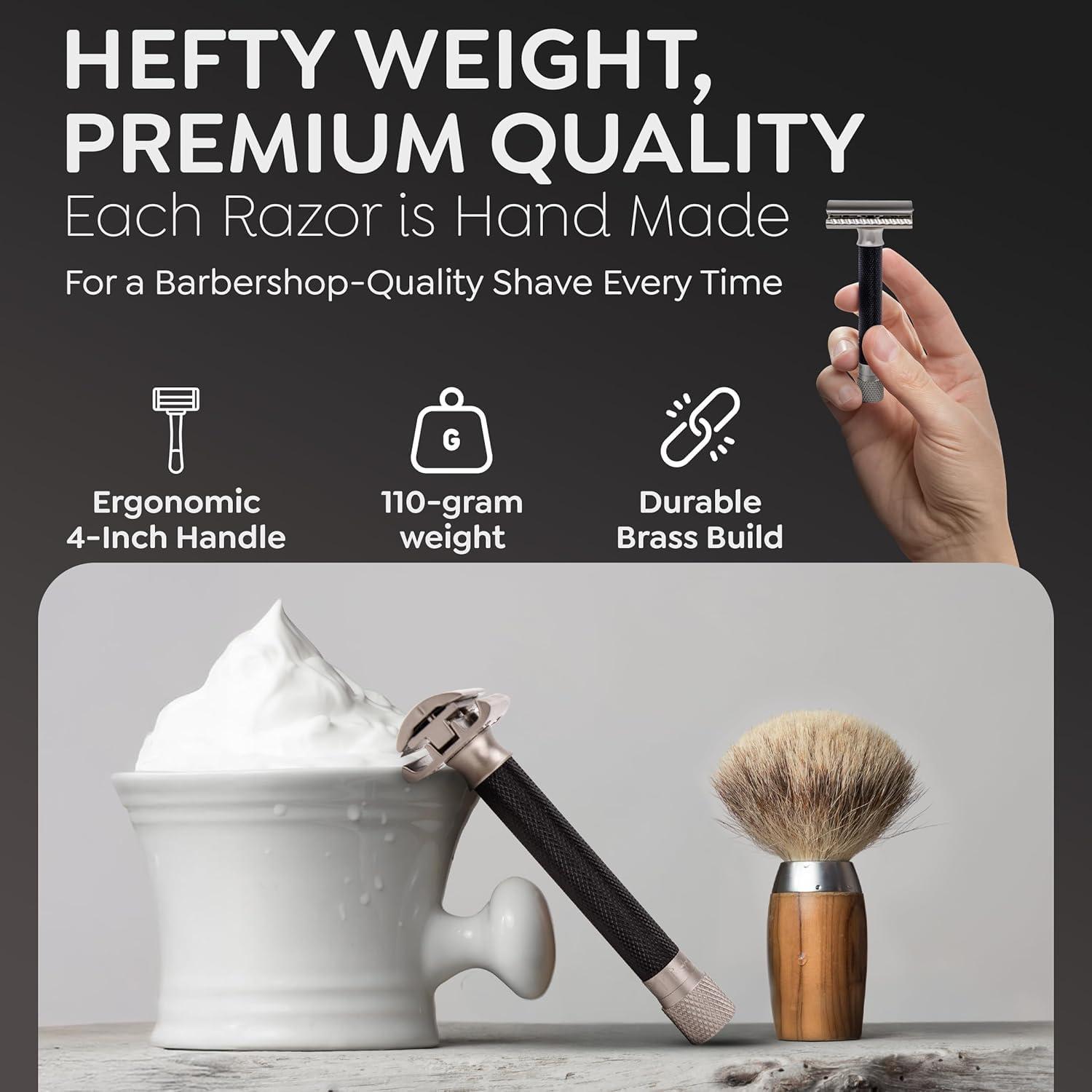 Parker Safety Razor The Parker Variant Adjustable Double Edge Safety Razor, Customize your Shave with a Turn of the Dial from Mild to Aggressive - 5 Blades Included (GRAPHITE GRAY)