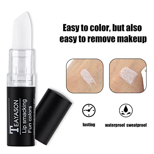 BowJian BowJian White Eye Black White Face Paint Stick White Foundation Goth Makeup Halloween Clown Makeup Cosplay Eye Black Stick White Body Paint White Face Makeup White Concealer Lipstick (White)