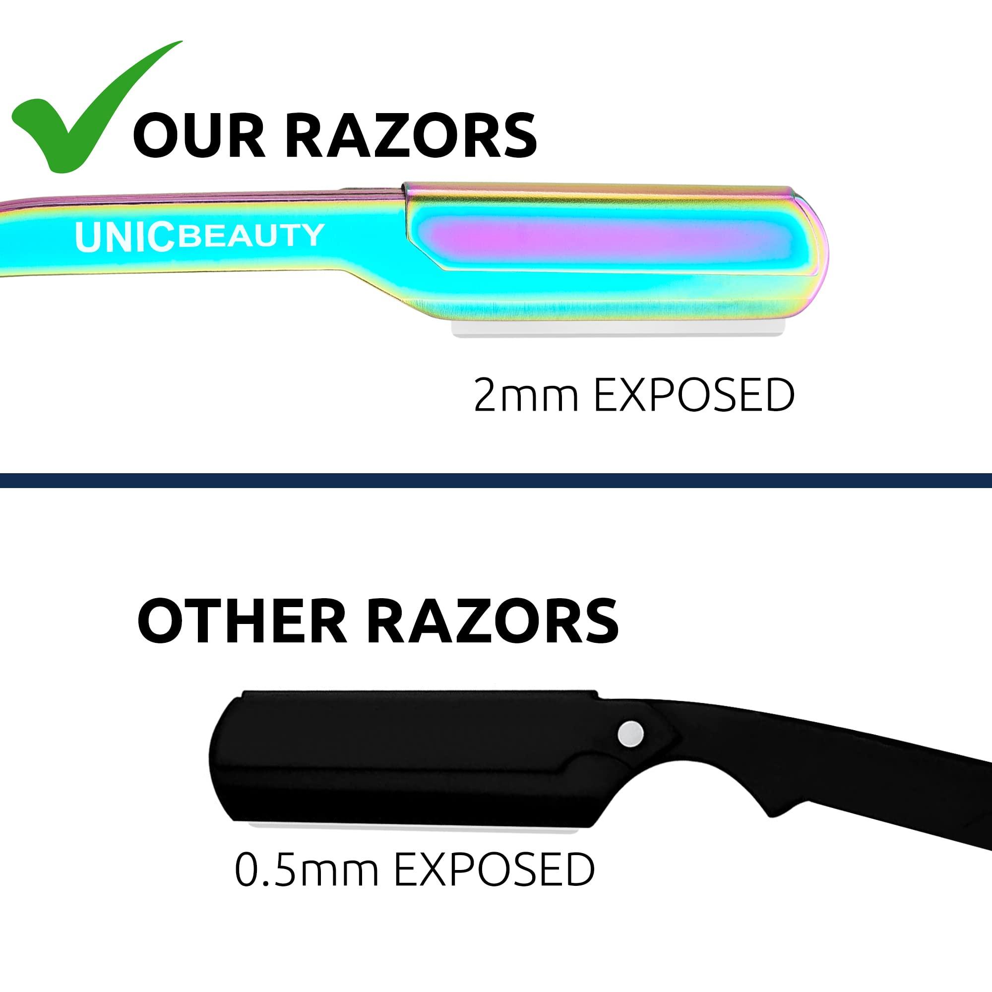 UNIC BEAUTY Straight Razors for Men - Professional Barber Razor for Close Shave with Premium Quality Edge, Blades Pack & Maintenance kit included with Pouch