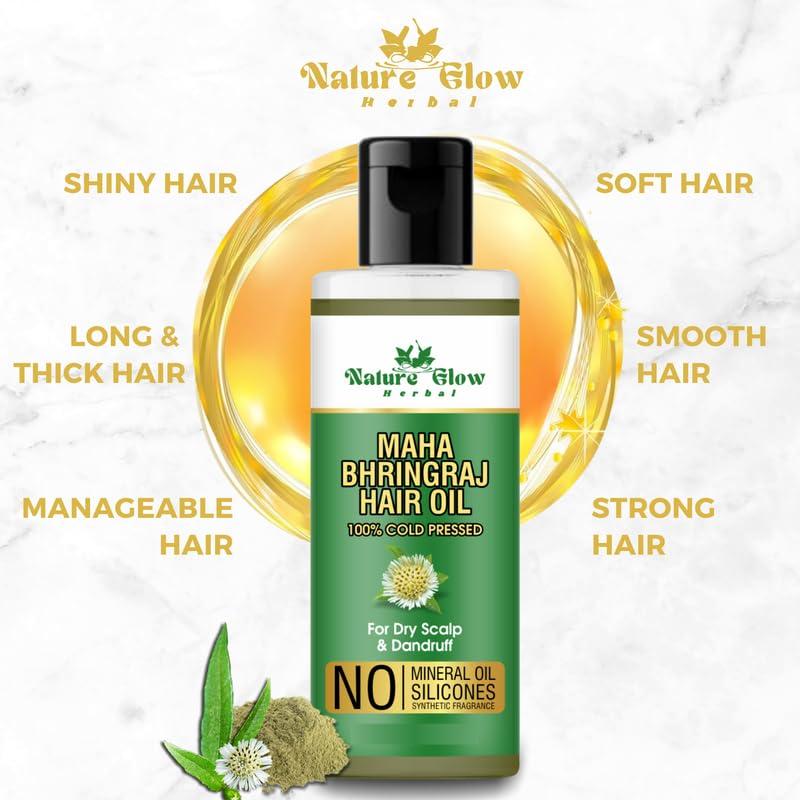 Nature Glow Herbal Nature Glow Herbal Maha Bhringraj Hair Oil |Pure and Cold Pressed for Hair, Paraben-Free, Sulfate-Free- 100ml