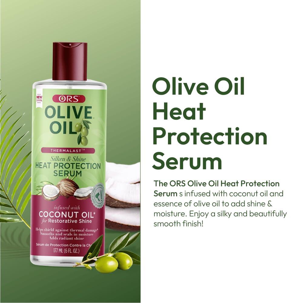 ORS ORS Olive Oil Heat Protection Hair Serum infused with Coconut Oil for Restorative Shine 6.0 Ounce (4)
