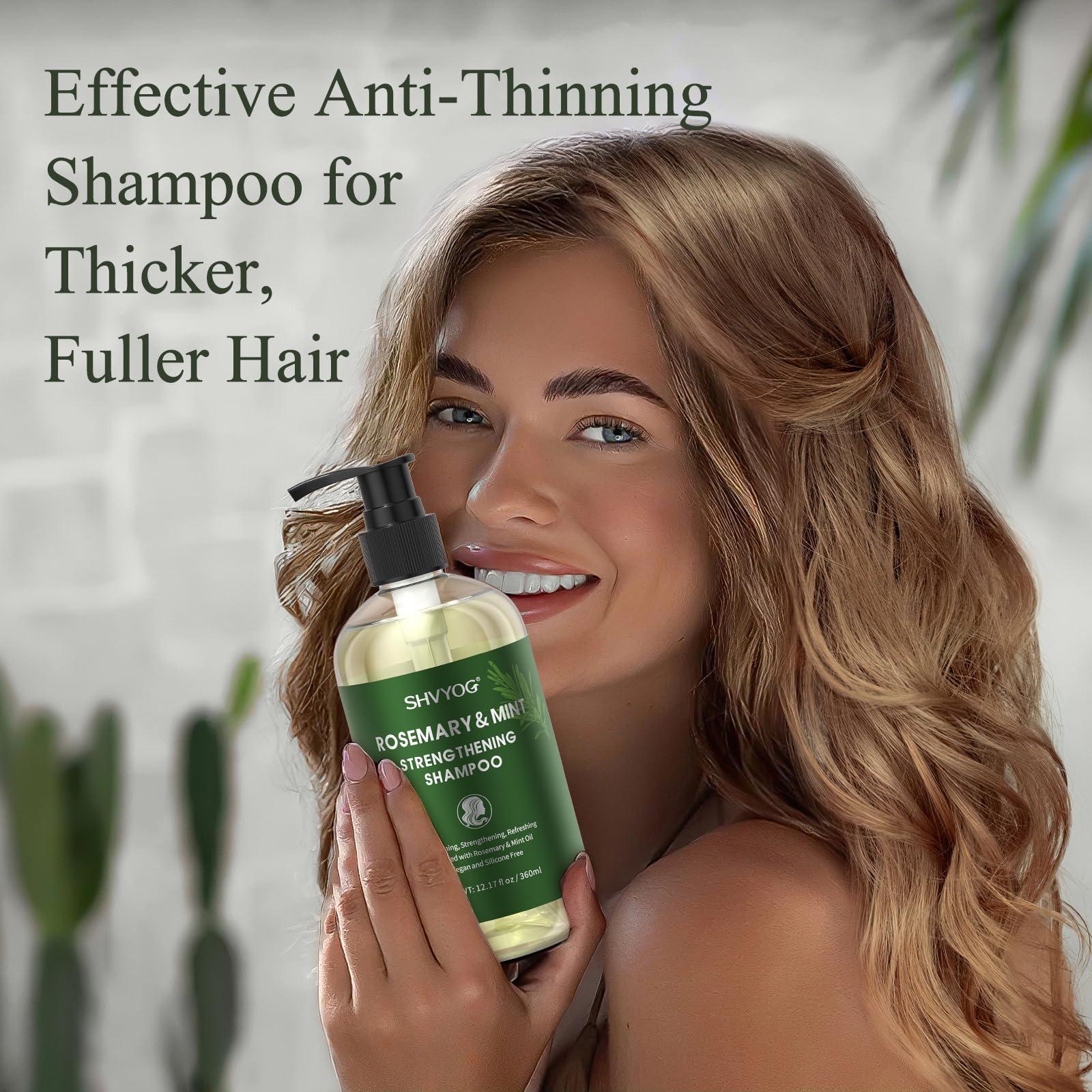 SHVYOG Rosemary Shampoo for Hair Growth, Rosemary Oil Shampoo with Mint and Tea Tree for Hair Loss, Hair Growth Shampoo for Thinning Hair, Suitable for Women and Men 12.17 Fl Oz