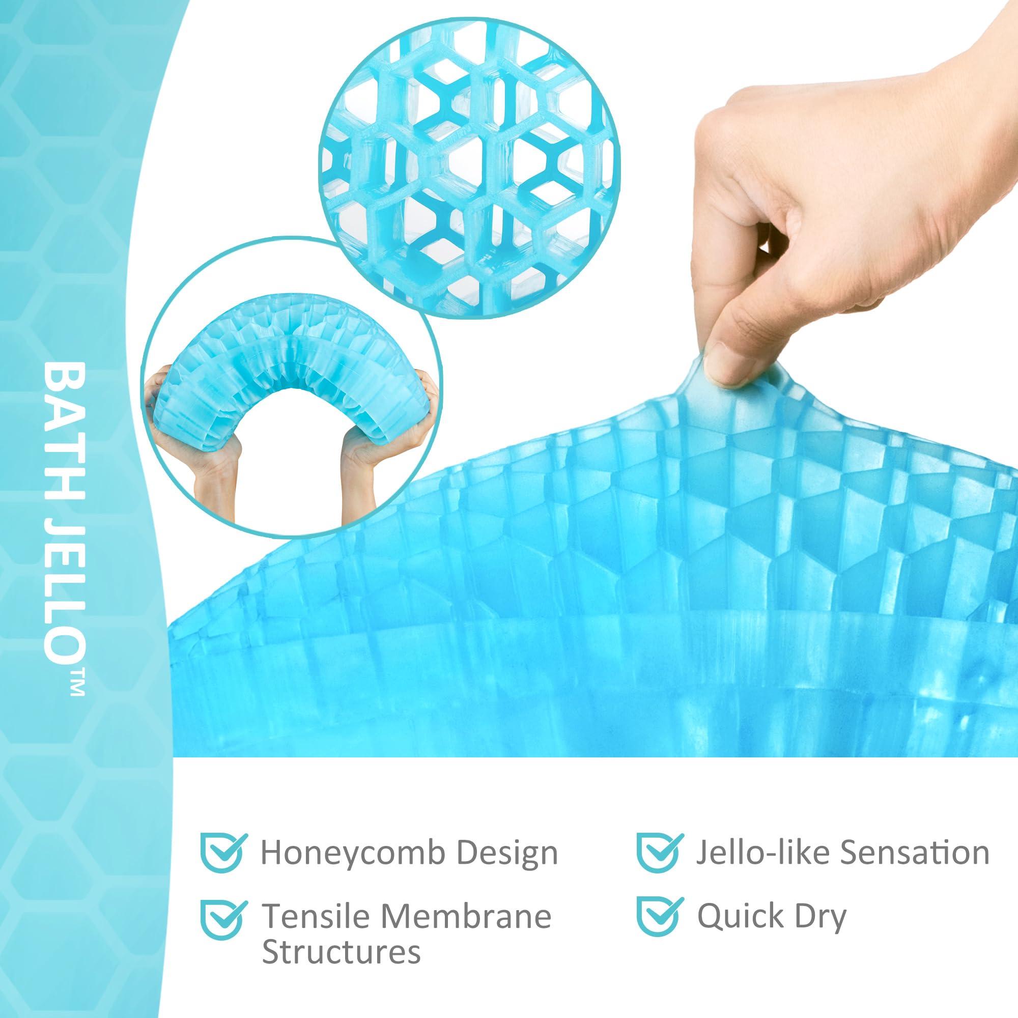 Sunlit Sunlit Bath Jello Gel Bath Pillows, Lumbar Pillow for Bathtub, Back Support Pillow, Gel Pillow with Non-Slip Suction Cups for Lumbar, Back Rest Support, Fits Curved or Straight Back Tubs, Aqua