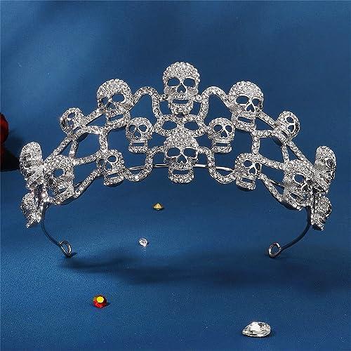 GMBYLBY GMBYLBY Hair Hoop Silver Rhinestones Cosplay Headwear Skull Headband Cosplay Supplies Headband Skull Hairband Photo Props Skull Headb