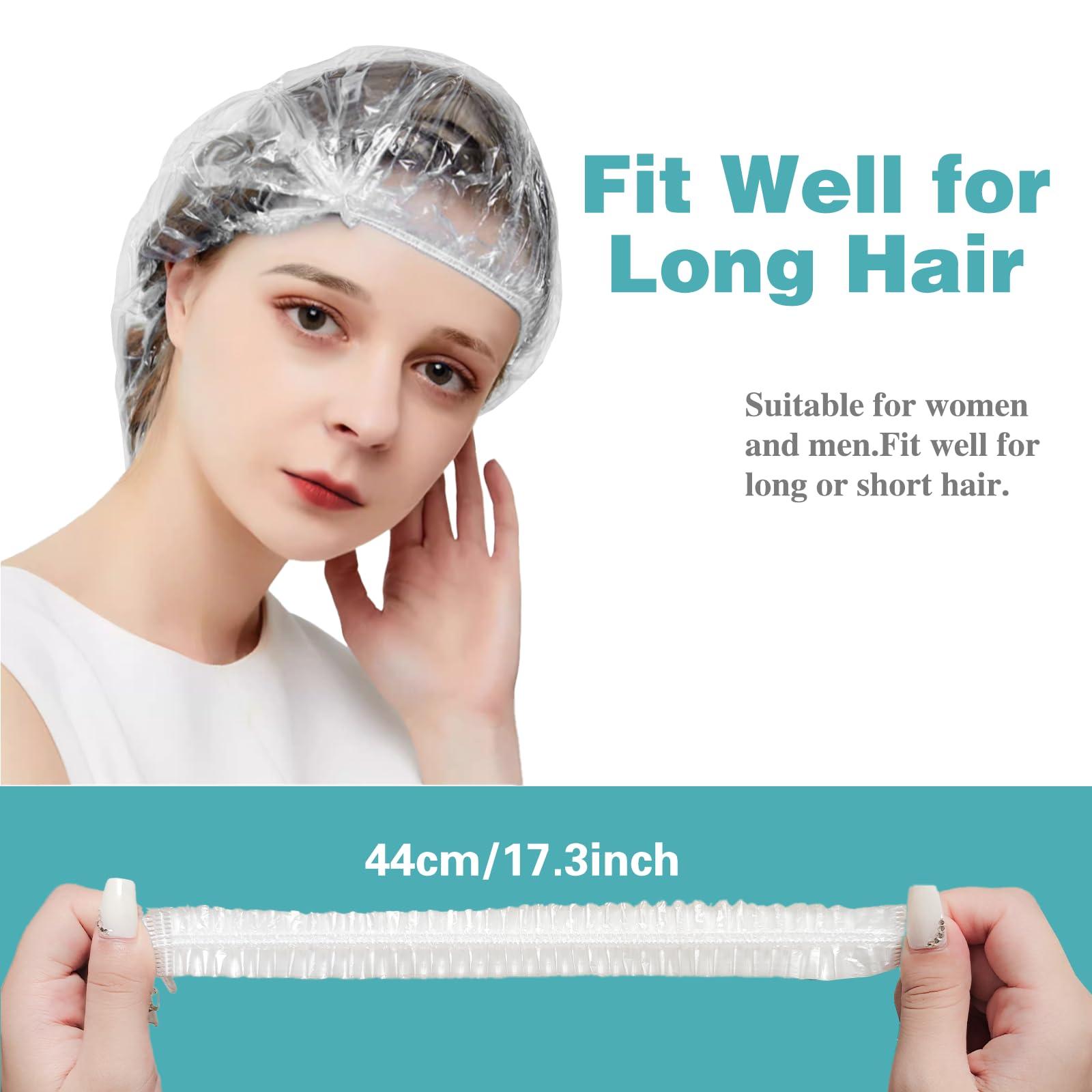Jianlida Jianlida 100-Pack Disposable Shower Caps, Multi-Purpose Thick Elastic Bath Cap Plastic Waterproof Bath Shower Caps for Women Spa,Home Use, Hotel and Hair Salon, Portable Travel (Transparent)