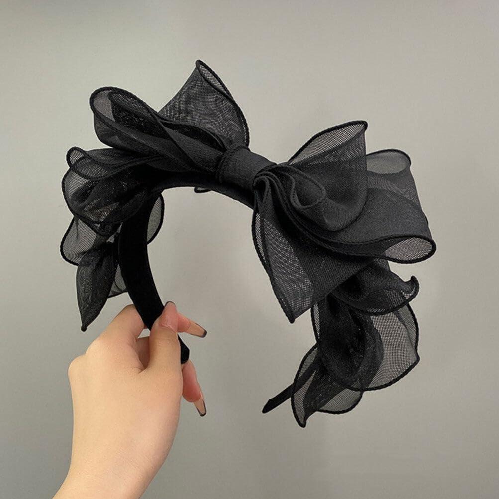 SHERCHPRY SHERCHPRY Black Headband With Bow, Bow Knot Headbands Bow Hair Hoop Cosplay Party