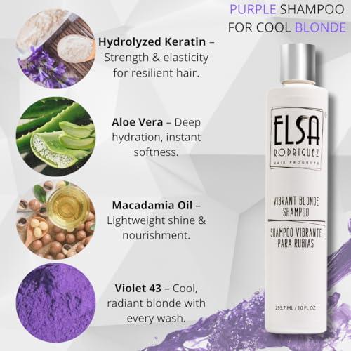 Elsa Rodriguez Elsa Rodriguez, vibrant blonde shampoo, best purple shampoo for blonde hair, purple shampoo for blondes highlights, shimmer lights shampoo, products for blonde beauty, free sulfate & parabens, 10 Oz