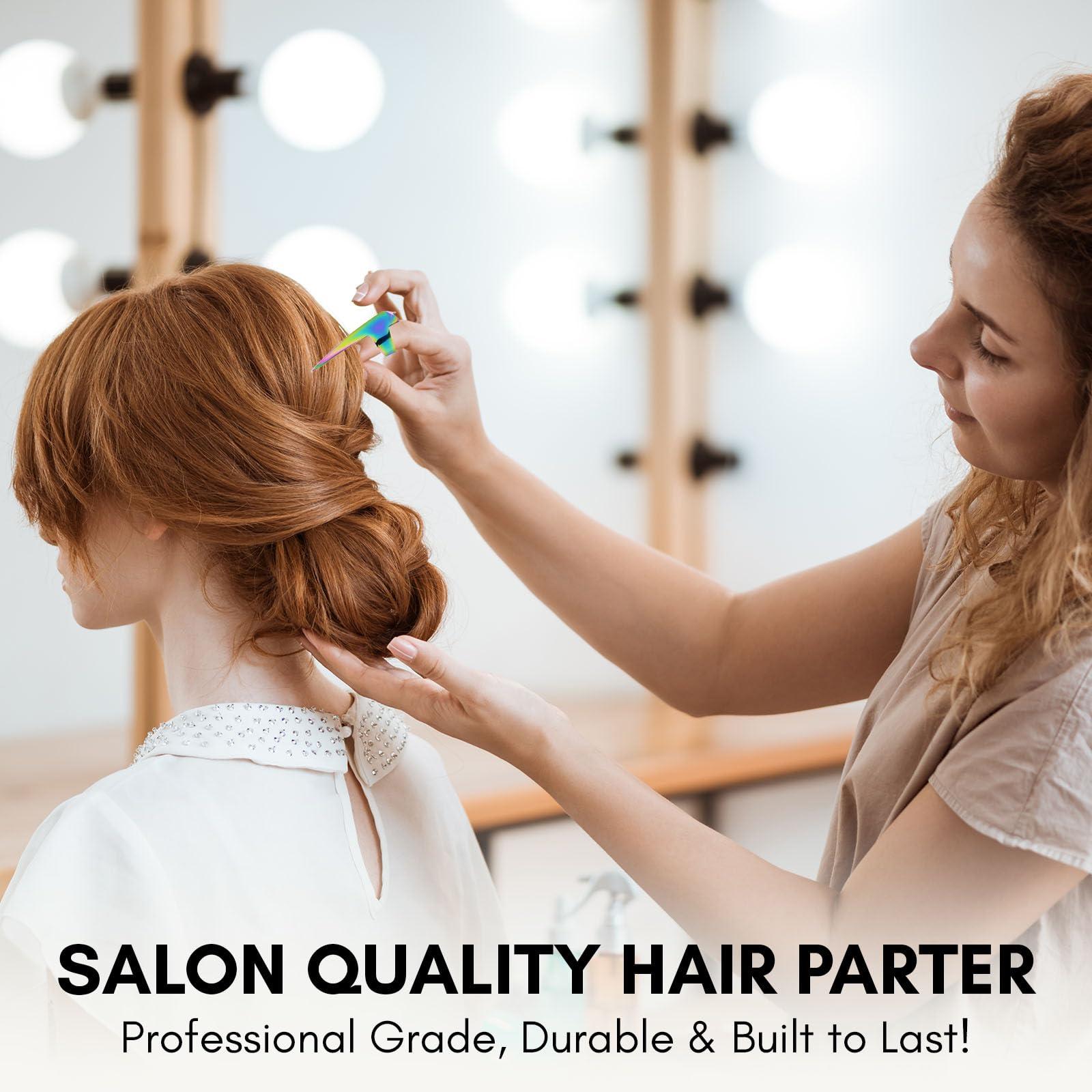 My Lash Tools My Hair Tools 2PCS Pro Hair Parting & Sectioning Rings - Stainless Steel Finger Quick Braiding Pick Tool for Precise Styling & Installation of Human Hair Extensions Hair Separating Tool (Black Matte)