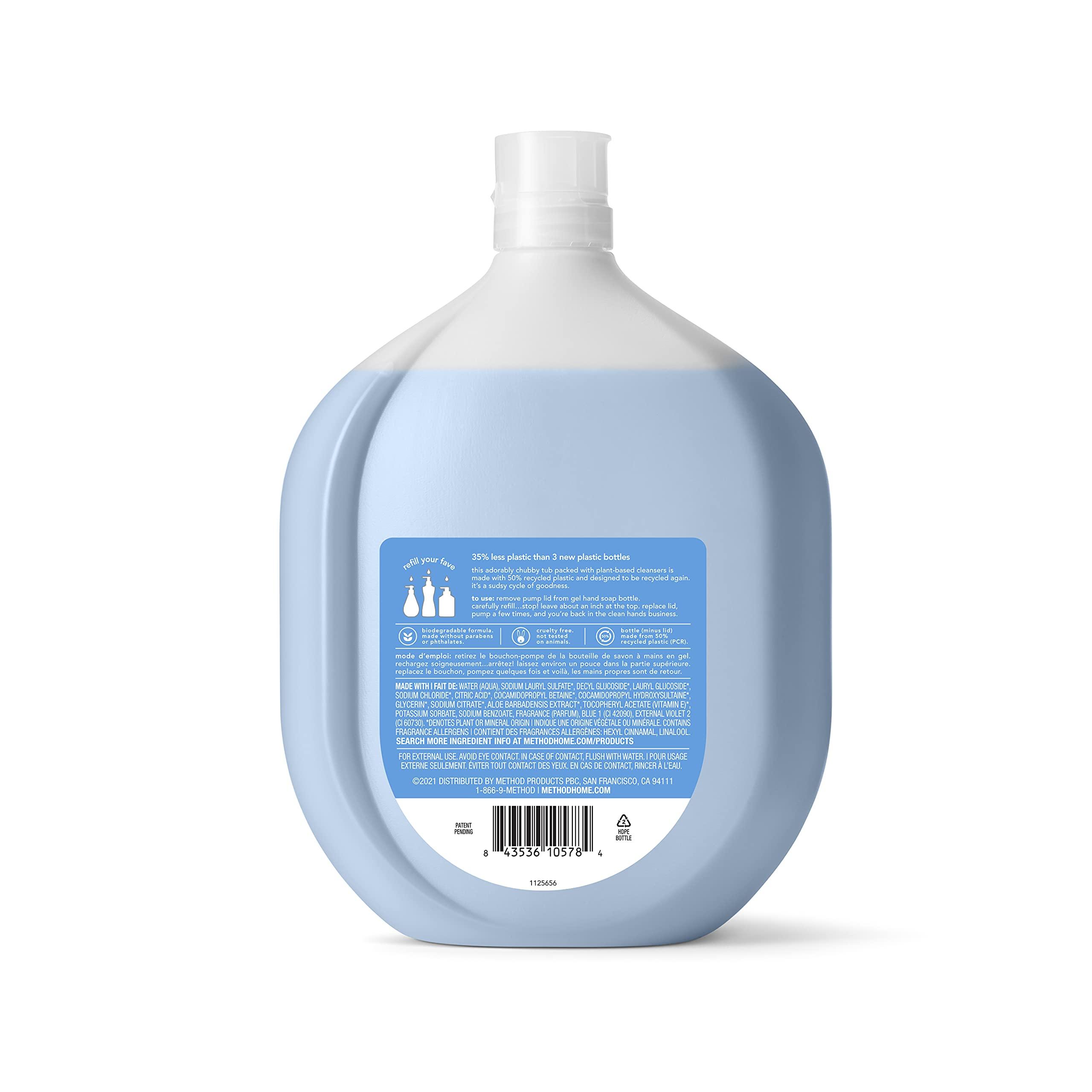 Method Method Gel Hand Soap Refill, Sweet Water, Recyclable Bottle, Biodegradable Formula, 34 oz & Gel Hand Soap Refill, Sea Minerals, 34 oz, 4 pack, Packaging May Vary