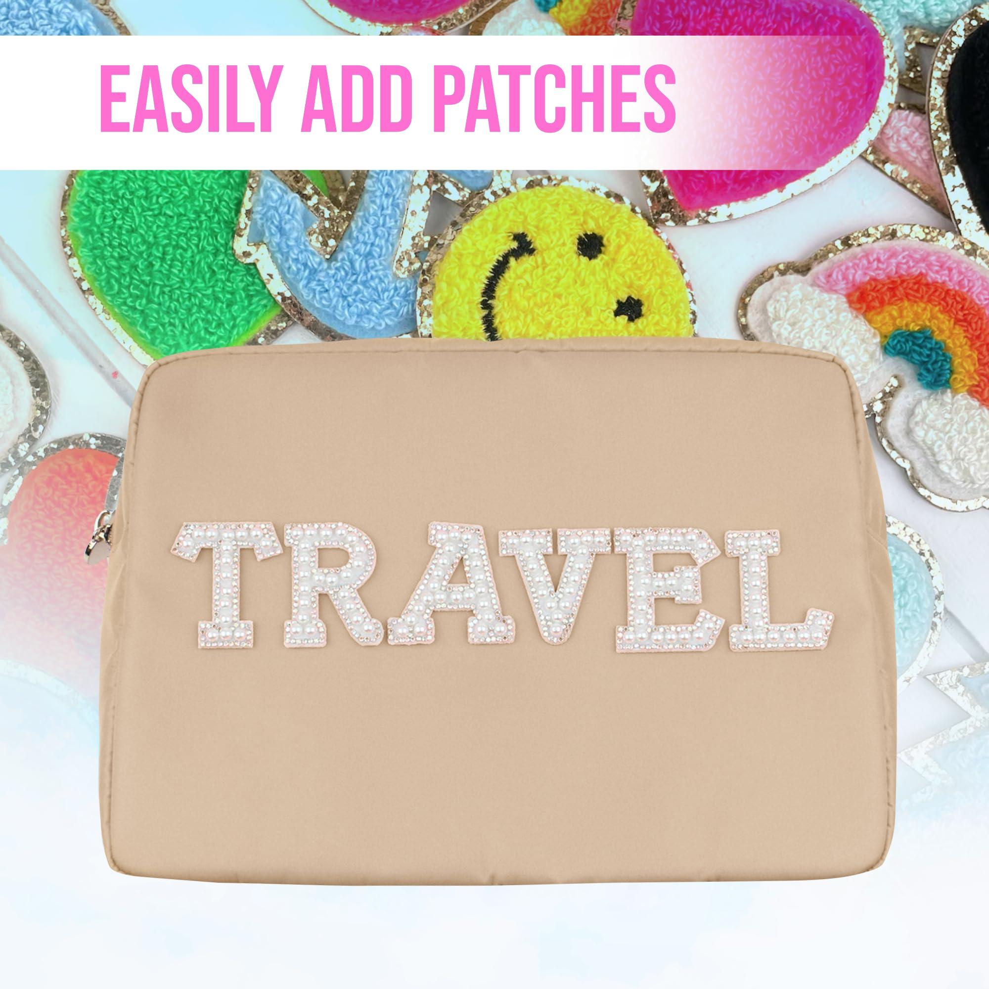 DANCOUR DANCOUR 3 Piece Makeup Bag Set Mini, Small & Large Cosmetic Bags for Women & Girls Cute Makeup Bag Set, Travel Toiletry Bag Women, Make-up Bag Set Cosmetic Bag Set Travel Makeup Bag Pouch Set (Tan)