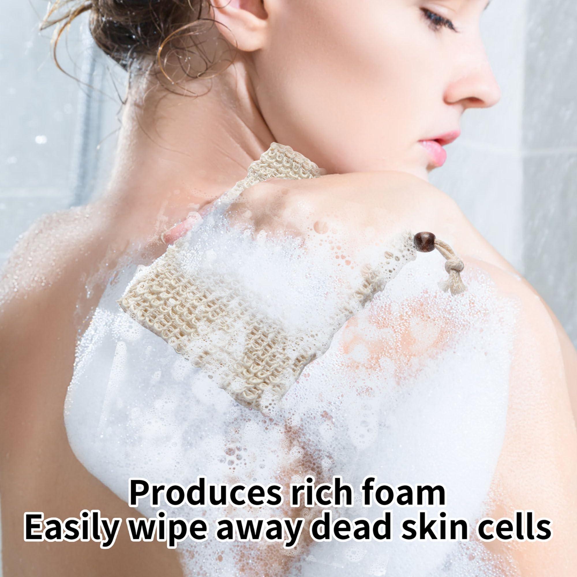 RGQHM RGQHM 5PCS Bar Soap Pouch for Shower, Natural Sisal Fiber Soap Savers for Bar Soap, Fast Foaming and Drying Mesh Soap Bag, Great Exfoliating Body Scrubber for Daily Use