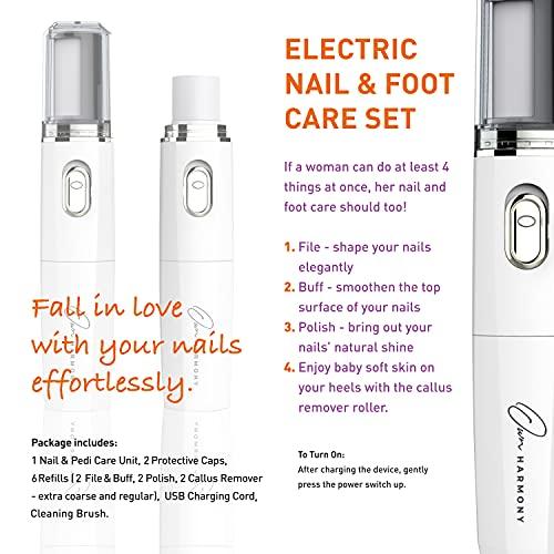 Own Harmony Own Harmony Electric Nail Buffer and Shine Kit for Natural Nails: Manicure Pedicure Tools with Callus Remover Foot Care, Best Electronic Mani Pedi Polisher Set to Buff, Polish, File Thick Toenails